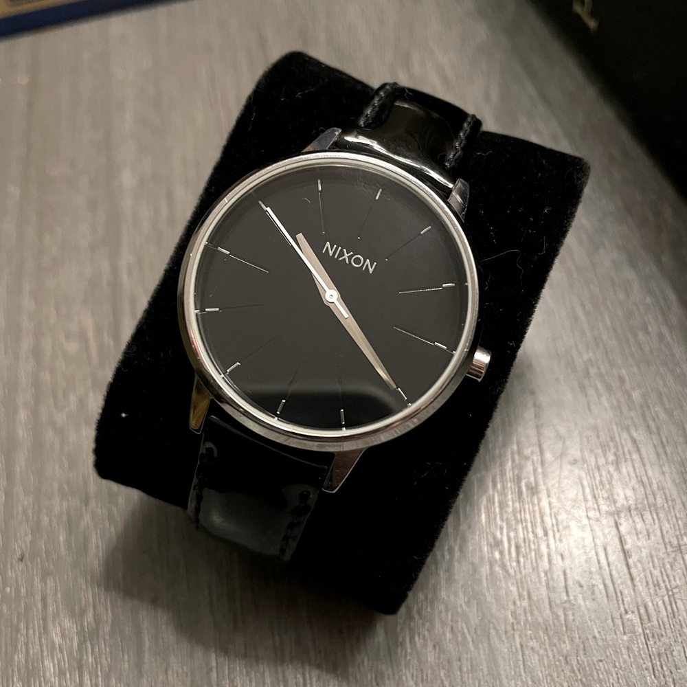 Nixon Kensington Leather Watch - Black